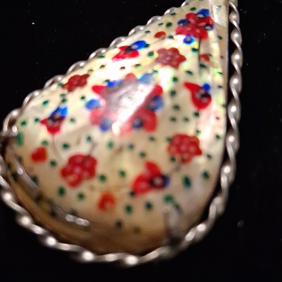 Vintage Handcrafted Persian Silver Pendant with Colorful Bird Design. 18 In Long - Picture 6 of 8